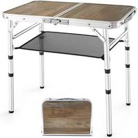 Table pliante d'extérieur réglable en hauteur pour le camping et les pique-niques, avec sac de rangement, légère et portable en aluminium