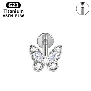 <span class=keywords><strong>Piercing</strong></span> de <span class=keywords><strong>Labio</strong></span> de Titanio G23 con Diseño de Mariposa, Zirconia y Rosca Interna, Poste F136, Joyería Unisex para <span class=keywords><strong>Piercing</strong></span> Helix - Product Image 4