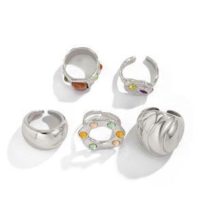Bague ouverte en alliage d'arc de mode Bague de surface sensible à la mode Ensemble de bijoux - Product Image 6