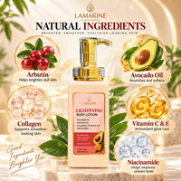 Lotion Pemutih Kulit Vitamin C Label Pribadi Custom MOQ Rendah, Pelembab Tubuh AHA Jeruk untuk Wanita