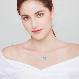 สร้อยคอผีเสื้อโอปอลเงินสเตอร์ลิง925สำหรับ<span class=keywords><strong>วัน</strong></span>วาเลนไทน์วันหยุดคริสต์มาสของขวัญ<span class=keywords><strong>วัน</strong></span>เกิด - Product Image 6