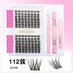 Kit de cils en grappe DIY personnalisable en gros, marque privée, kit de cils pré-coupés segmentés avec colle et scellant, dissolvant et pinces - Product Image 6