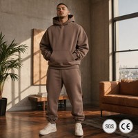Ensemble sweat à capuche et jogging pour homme, 420 GSM, 100% Coton, Coupe Oversize, Grammage Lourd, Hiver, Couleur Unie, OEM Personnalisé, Streetwear Luxe Discret, MOQ50, Vente en Gros
