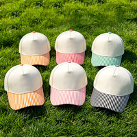 Casquette de baseball unisexe ajustable en toile à pois, vierge, pour hommes et femmes, à rayures, été, 100 % coton, 5 panneaux, bicolore, avec fermeture snapback