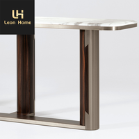 Table console personnalisée de luxe en marbre avec pieds en acier inoxydable à insérer Décor en bois massif pour l'entrée Villa Salon