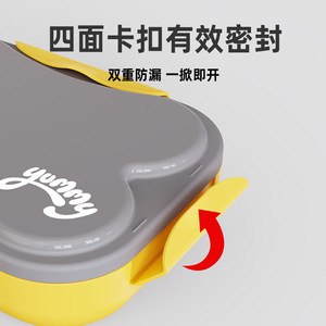 กล่องอาหารกลางวันเด็กน่ารัก พร้อมส้อมและช้อน ภาชนะพลาสติกเกรดอาหารสำหรับเด็ก ใช้กับไมโครเวฟได้ - Product Image 2