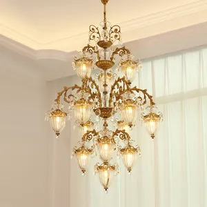 Design retrò stile tradizionale Custom in metallo per interni Hotel decorativo in ottone reale contemporaneo lampadario lampade a sospensione