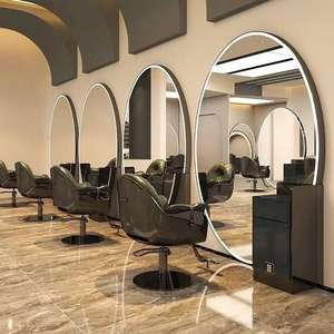 Nordic Style <b>Large</b> Round Hairdresser Mirror Cabinet Single and Double Floor Glass Material for Beauty Salon & Bedroom Use - Product Image 5