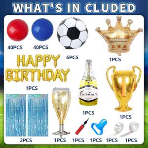 97 Piezas de Decoración para Fiesta de Cumpleaños con Temática de Fútbol, Kit de Arco de Globos Azules y Rojos para Niños, Fondo para Habitación, Suministros de Globos de Fútbol - Product Image 3