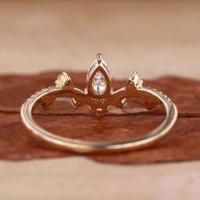 Bague de fiançailles en or massif 14K 18K avec diamant de laboratoire taille poire 0,5-3 carats, pierres latérales en forme de feuille inspirées de la nature, certifiée IGI CVD/HPHT VVS