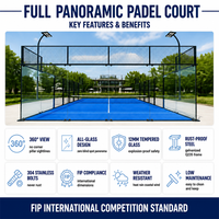 Terrain de paddle-tennis panoramique intérieur et extérieur DF Sports, revêtement de haute qualité, clubs et académies sportives