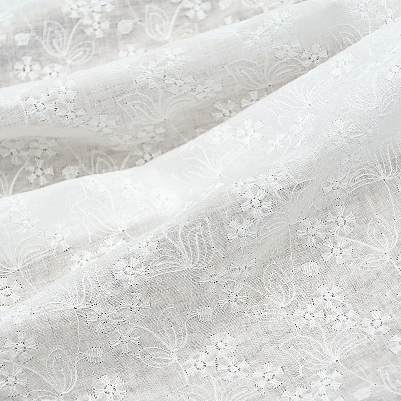 Dentelle suisse en coton blanc, broderie de mariée, tissu de dentelle pour vêtement, décoration intérieure