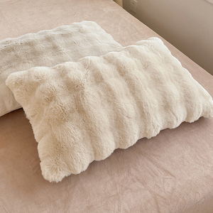 Set di Biancheria da <span class=keywords><strong>Letto</strong></span> in Velluto di Latte Felpato Extra Spesso a Quattro Pezzi; Lenzuolo in Peluche Bicolore con Copripiumino - Product Image 5