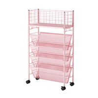 Chariot de rangement mobile multi-niveaux promotionnel pour livres et magazines, étagère verticale pour la maison