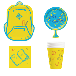 DAMAI - Juego de Vajilla Desechable para Fiestas Infantiles de Regreso a la Escuela, Mochila, Regla, Lápiz, Servilletas de Papel, Vasos, Platos - Product Image 5