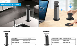 방수 타워형 주방 테이블 전원 콘센트 사무실 스위치 보호기 수동 팝업 소켓 상단 무선 충전 기능 - Product Image 5