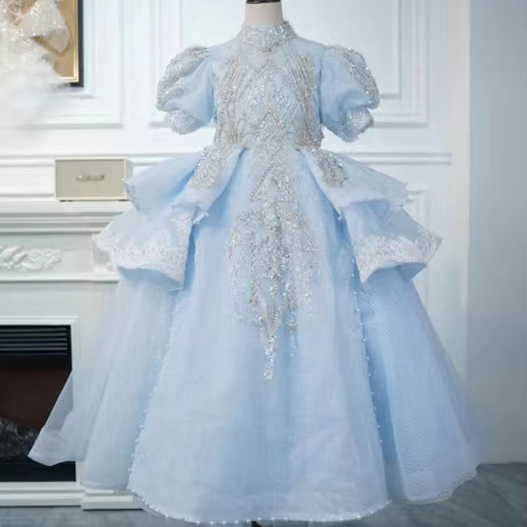 sherri hill backless dress Wedtrend Tulle Light Blue Flower Girl Dress A-Line Boat Neck Sleeveless  Wedding Girl Dress  WEDTREND