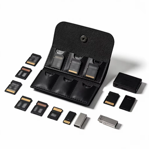 Genuine Leather SD <b>Card</b> Storage Case Portable <b>Memory</b> <b>Card</b> Wallet for Photographers Custom Logo Organizer - Product Image 4
