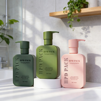 Flacon pompe de luxe carré en HDPE 350 ml pour savon liquide, shampoing, après-shampoing, lotion cosmétique, gel douche