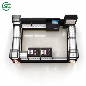 Meubles de kiosque personnalisés pour centre commercial de beauté, vitrine en MDF et verre, présentoirs de cosmétiques pour centre commercial, kiosque de maquillage de marque célèbre - Product Image 4