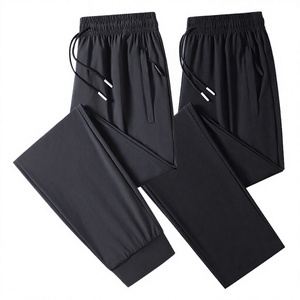 Pantalones Deportivos Negros para Hombre, Cintura Elástica con Cordón, Bolsillos Laterales, Secado Rápido, Casuales, para Correr, Tejido de Punto Medio, Otoño - Product Image 2