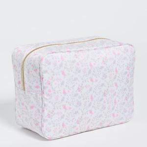 Pochette de maquillage réutilisable écologique personnalisée avec fermeture éclair, en nylon imprimé, organiseur de cosmétiques, pochette portable pour femmes et filles, motif floral - Product Image 1