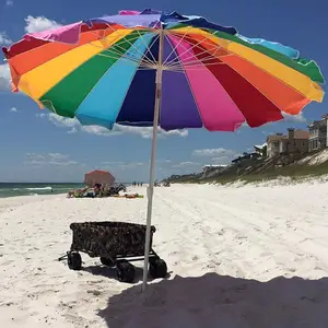 DD2555 المظلة السمكية الملونة في الهواء الطلق للحديقة مقبض طويل مظلة كبيرة من الامواج المتعرجة واقية من الشمس قوس قزح مظلة الشاطئ