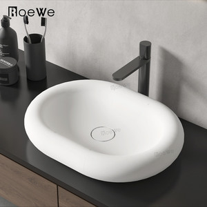 Lavabo <span class=keywords><strong>da</strong></span> <span class=keywords><strong>bagno</strong></span> per hotel di forma rotonda lavabo per lavaggio a mano in pietra artificiale lucida, tappetino <span class=keywords><strong>da</strong></span> <span class=keywords><strong>appoggio</strong></span> per ciotola superficie solida washba - Product Image 5
