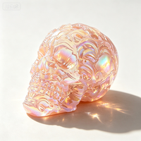 Collection de sculptures de crânes sculptés en quartz rose Aura, décoration artistique, ornement rond en pierre bleue, décoration Feng Shui pour la maison