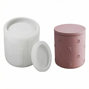 Gypsum Cement Cherry Candle Cup Silicone <b>Mold</b> (with Lid) Suitable for Storage Jar Silicone <b>Mold</b> - Product Image 1