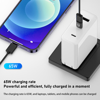 Konverter Transfer Data Flash USB Male ke Tipe C, konverter Transfer Data Flash PD 65W USB C Male ke Tipe C Male efisien 10Gbps untuk ponsel Pad Hard Disk