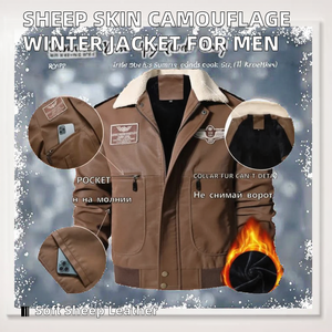 Muestra Gratis, Chaqueta de Cuero para Motocicleta con Cremallera, 100% Lana de Oveja, Camuflaje, Invierno 2024, para Hombre - Product Image 2