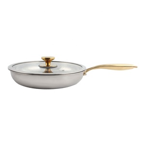 Dishwasher Safe Glass Lid Gold Handle Induction Compatible Modern Design Titanium Frying <b>Pan</b> - Product Image 3