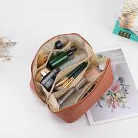 Trousse de Maquillage de Voyage Portable Grande Capacité en PU Écologique Recyclable Personnalisable avec Fermeture Éclair et Compartiments de Rangement