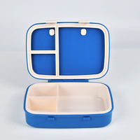 Aohea Offre Spéciale Boîte à bento en plastique à 3 compartiments pour enfants pour l'école Boîte à lunch multicolore avec deux loquets