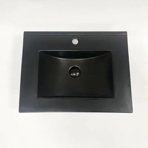 Lavabo de Cerámica Moderno de un Solo Orificio, Delgado y Mate, para Baño, con Encimera Negra, Venta al Por Mayor de Fábrica - Product Image 6