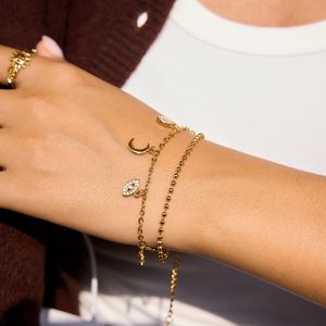 Bracelet chaîne en acier inoxydable personnalisé avec pendentifs délicats <span class=keywords><strong>lune</strong></span> <span class=keywords><strong>et</strong></span> <span class=keywords><strong>soleil</strong></span> pour femmes, vente en gros - Product Image 3