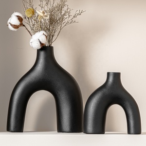 White Ceramic <strong>Vases</strong> Set of <strong>2</strong>, <strong>Flower</strong> <strong>Vase</strong> for Decor, Modern Decorative <strong>Vase</strong> Centerpiece for Wedding Dinner Table Party - Product Image 1
