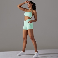 Ensemble soutien-gorge de sport et haut de fitness pour femme, style européen et américain, effet seconde peau, respirant, taille élastique très extensible