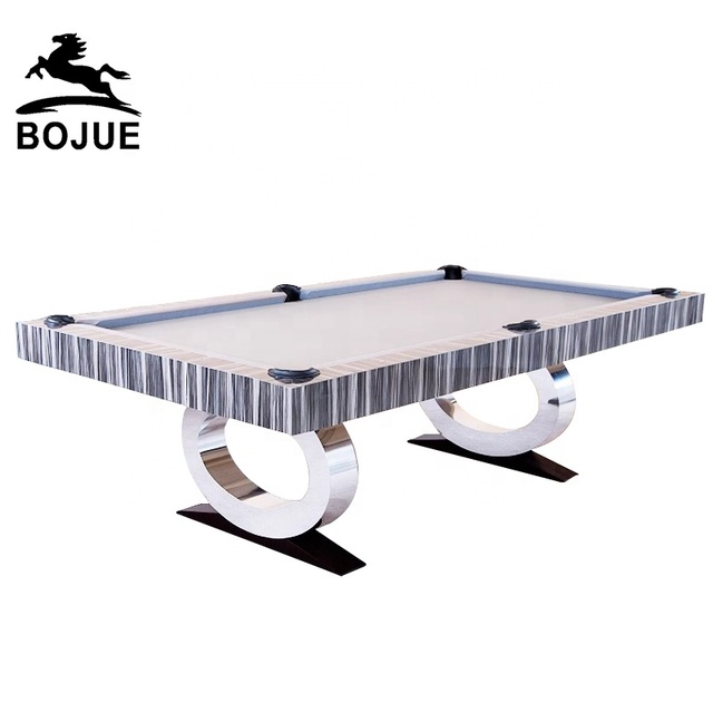 Custom-designed Indoor Multi-functional Slate Rubber Adult Pool Table with Solid Wood Rails and Leather Pockets