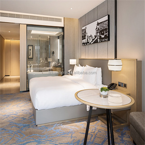 Complete Hotel Bedroom Furniture Sets Modern Wooden Bed Fame <b>With</b> Sofa <b>Desk</b> Wardrobe Side Table & Nightstands For 3 Star Hotel - Product Image 2