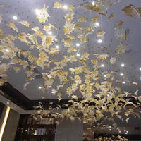 Lampe d'intérieur pour hall d'hôtel Accessoires de lustre en verre de Murano faits à la main en feuille d'érable