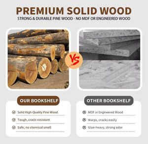 رف كتب دوار عالي الجودة بـ 360 درجة، 4 طبقات، مصنوع من خشب الصنوبر الممتاز، صديق للبيئة، متين، موفر للمساحة، مناسب للكتب الكبيرة وغرف الأطفال - Product Image 4