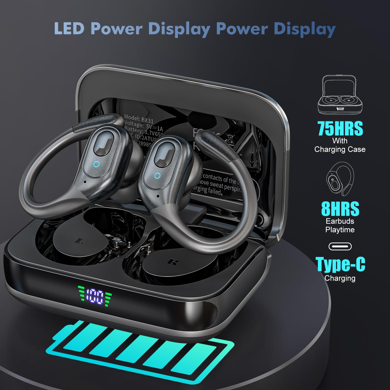Maxforce BX31 Earphones - High Quality TWS with LED Display