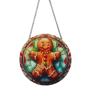 Gingerbread Kid Acrílico circular artesanía colgante decorativo