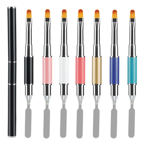 Pinceau et applicateur de polygel double embout 2-en-1, spatule à ongles avec manche en métal, outil en acier inoxydable pour gel et ongles acryliques - Product Image 3