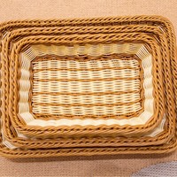 Boîte de rangement pour pain et en-cas aux fruits, plateau de service rectangulaire en rotin, panier tissé en plastique