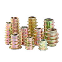Insert fileté en alliage de zinc et acier au carbone M4 M5 M6 M8, connecteur de meubles, insert en bois pour meubles, écrou en bois, vis en bois