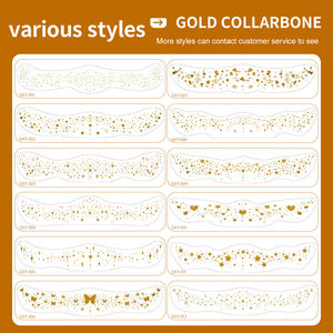 Personalizzato lamina d'oro clavicola tatuaggio temporaneo impermeabile lunga durata metallizzato Body Art Sticker per le donne di Design elegante - Product Image 5