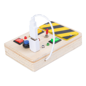 Meilleures ventes JINGSUAN - Tableau d'activités électronique en bois avec interrupteur LED, jouets éducatifs Montessori pour enfants de 4 à 12 ans, piles AAA - Product Image 5